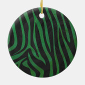 Wild Me Green and Black Zebra Pattern Keramik Ornament (Hinten)