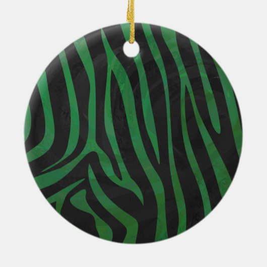 Wild Me Green and Black Zebra Pattern Keramik Ornament (Hinten)
