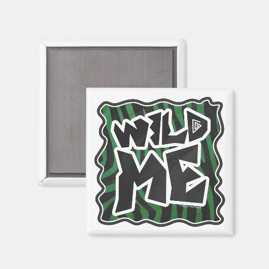 Wild Me Green and Black Zebra Pattern Magnet (Vorderseite/Rückseite)