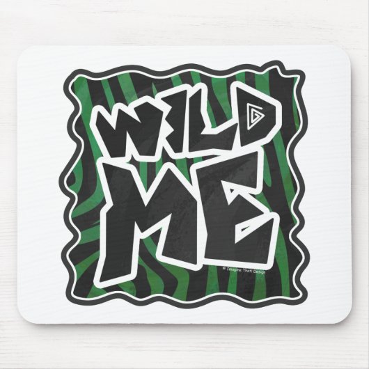 Wild Me Green and Black Zebra Pattern Mousepad (Vorne)