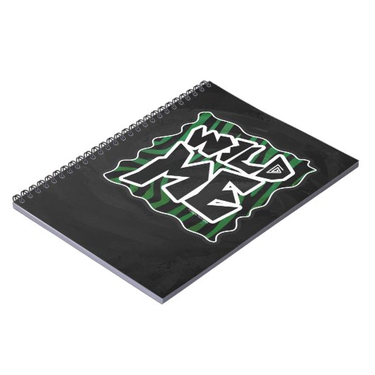 Wild Me Green and Black Zebra Pattern Notizblock (Linke Seite)
