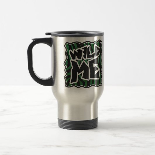 Wild Me Green and Black Zebra Pattern Reisebecher (Links)