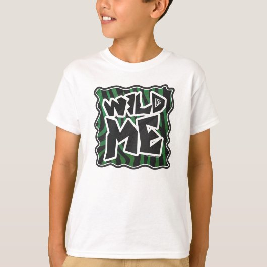 Wild Me Green and Black Zebra Pattern T-Shirt (Vorderseite)