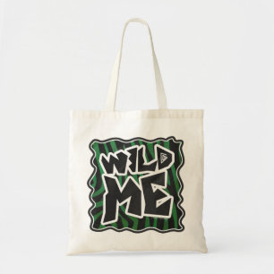 Wild Me Green and Black Zebra Pattern Tragetasche