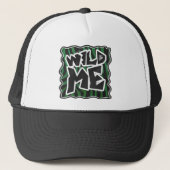 Wild Me Green and Black Zebra Pattern Truckerkappe (Vorderseite)