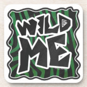 Wild Me Green and Black Zebra Pattern Untersetzer (Vorderseite)
