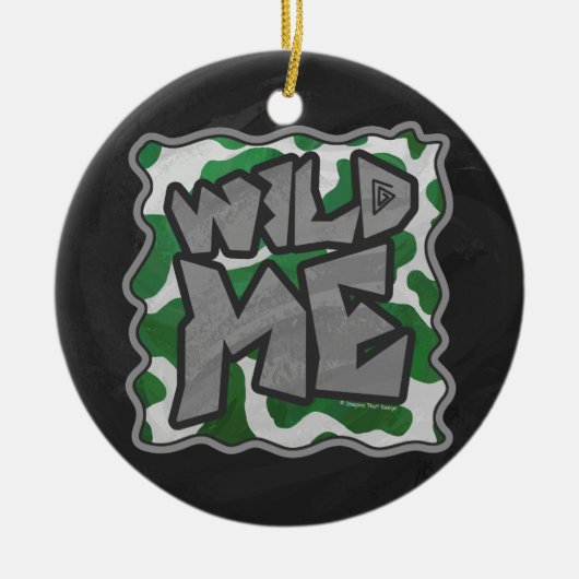 Wild Me Kuh Grün und Weiß Keramik Ornament (Vorne)