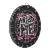 Wild-Me-Kuh rosa und weiß Dartscheibe (Vorderseite Links)