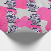 Wild-Me-Kuh rosa und weiß Geschenkpapier (Ecke)