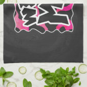 Wild-Me-Kuh rosa und weiß Geschirrtuch (Gefaltet)