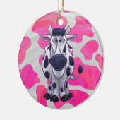 Wild-Me-Kuh rosa und weiß Keramik Ornament (Links)