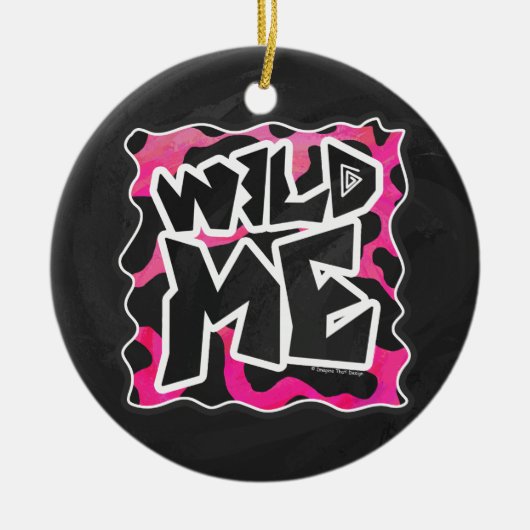 Wild-Me-Kuh rosa und weiß Keramikornament (Vorne)