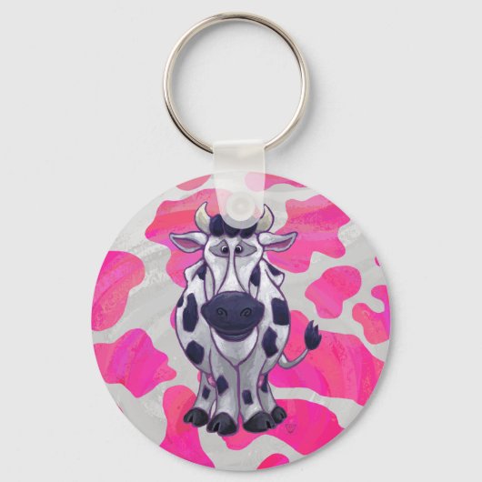 Wild-Me-Kuh rosa und weiß Schlüsselanhänger (Vorderseite)