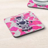 Wild-Me-Kuh rosa und weiß Untersetzer (Linke Seite)