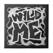 Wild Me Kuh schwarz und weiß Fliese (Vorderseite)
