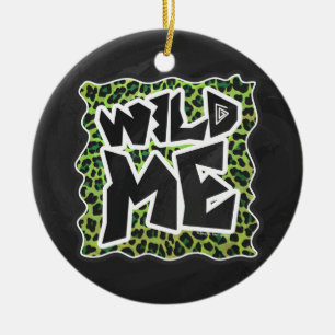 Wild Me Leopard Black and Green Design Keramikornament