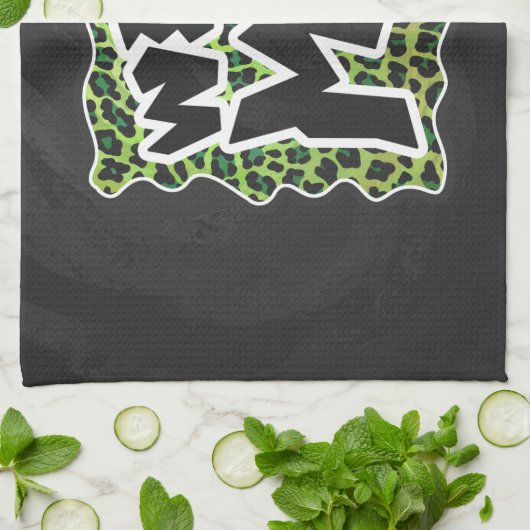 Wild Me Leopard Black and Green Design Küchentuch (Gefaltet)