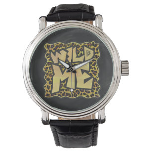 Wild Me Leopard Brown und Gelb Print Armbanduhr
