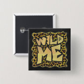 Wild Me Leopard Brown und Gelb Print Button (Vorne & Hinten)