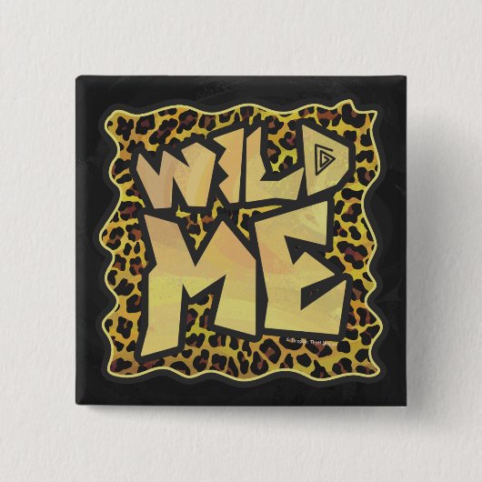 Wild Me Leopard Brown und Gelb Print Button (Vorderseite)