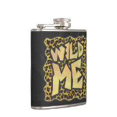 Wild Me Leopard Brown und Gelb Print Flachmann (Rechts)