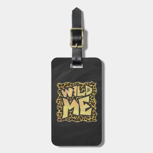 Wild Me Leopard Brown und Gelb Print Gepäckanhänger (Vorderseite vertikal)