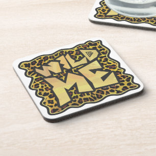 Wild Me Leopard Brown und Gelb Print Getränkeuntersetzer
