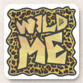 Wild Me Leopard Brown und Gelb Print Getränkeuntersetzer (Vorderseite)