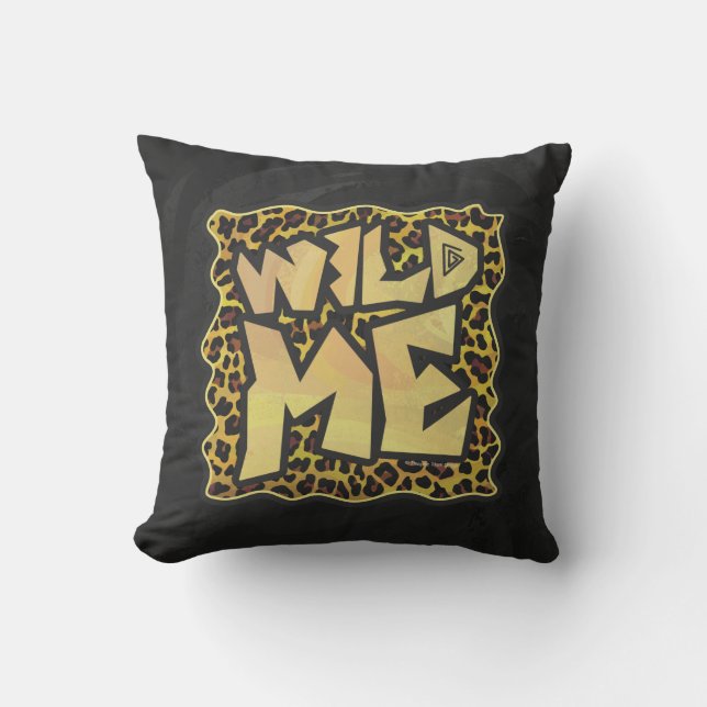Wild Me Leopard Brown und Gelb Print Kissen (Vorderseite)