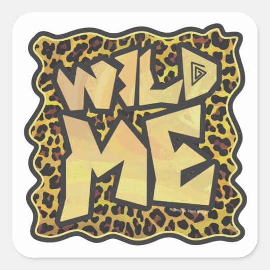 Wild Me Leopard Brown und Gelb Print Quadratischer Aufkleber (Vorderseite)