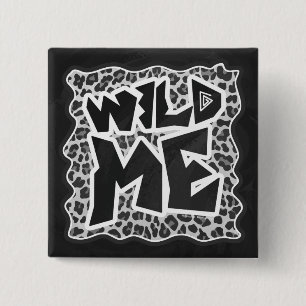 Wild Me Leopard Weiß und Schwarz Button