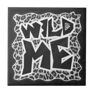 Wild Me Leopard Weiß und Schwarz Fliese