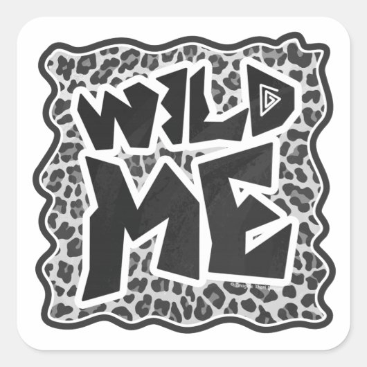 Wild Me Leopard Weiß und Schwarz Quadratischer Aufkleber (Vorderseite)