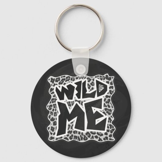 Wild Me Leopard Weiß und Schwarz Schlüsselanhänger (Vorderseite)