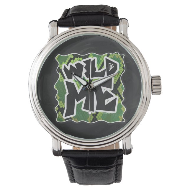 Wild Me Schlange Schwarz und Grün Armbanduhr (Vorderseite)