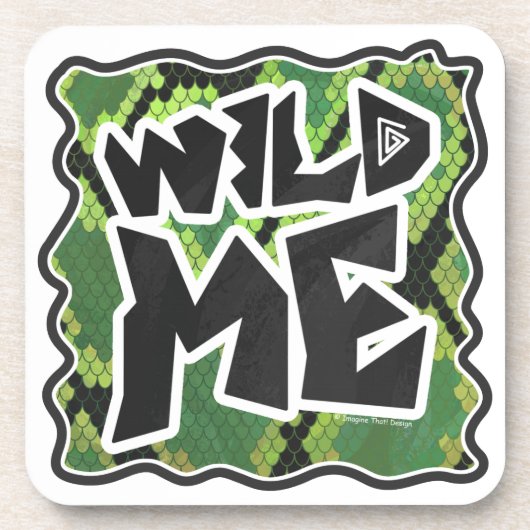 Wild Me Schlange Schwarz und Grün Untersetzer (Vorderseite)