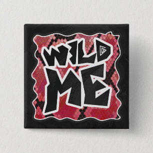 Wild Me Schlange Schwarz und Rot Print Button