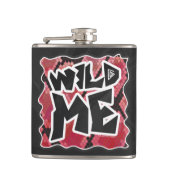 Wild Me Schlange Schwarz und Rot Print Flachmann (Vorderseite)