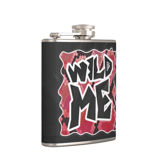 Wild Me Schlange Schwarz und Rot Print Flachmann (Rechts)