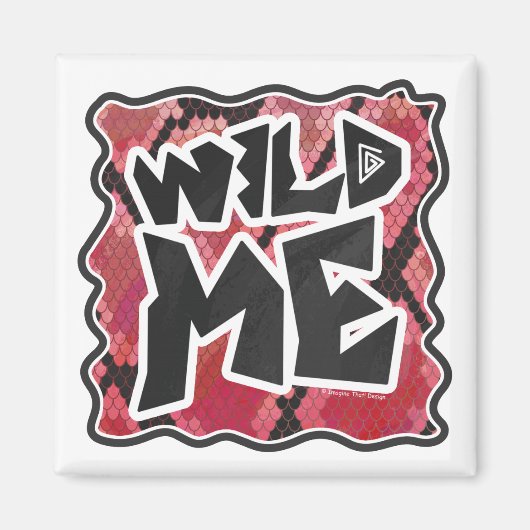 Wild Me Schlange Schwarz und Rot Print Magnet (Vorne)