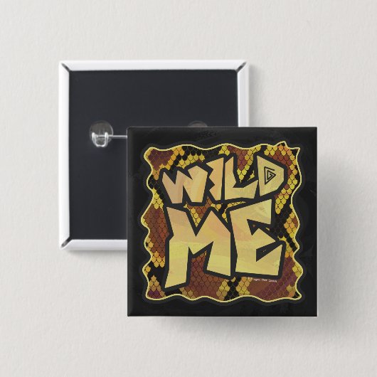 Wild Me Snake Brown and Gold Print Button (Vorne & Hinten)