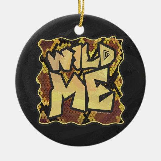 Wild Me Snake Brown and Gold Print Keramik Ornament (Vorne)