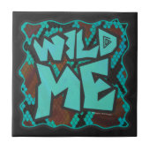 Wild Me Snake Brown und Aquamarin Print Fliese (Vorderseite)