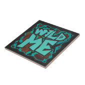 Wild Me Snake Brown und Aquamarin Print Fliese (Seite)