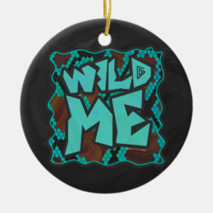 Wild Me Snake Brown und Aquamarin Print Keramikornament