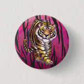 Wild Me Tiger Black and Pink Button (Vorderseite)