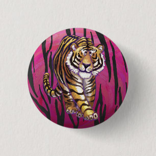 Wild Me Tiger Black and Pink Button