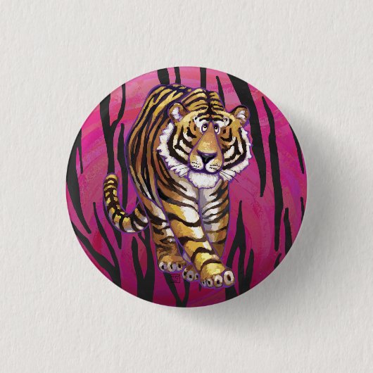 Wild Me Tiger Black and Pink Button (Vorderseite)