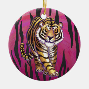 Wild Me Tiger Black and Pink Keramik Ornament