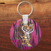 Wild Me Tiger Black and Pink Schlüsselanhänger (Vorderseite)